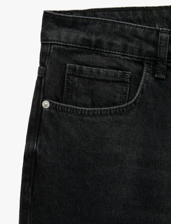 Pamuklu Normal Bel Cepli Vintage Straight Fit Jean Pantolon