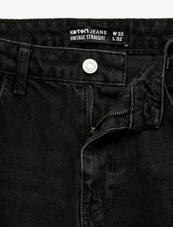 Pamuklu Normal Bel Cepli Vintage Straight Fit Jean Pantolon