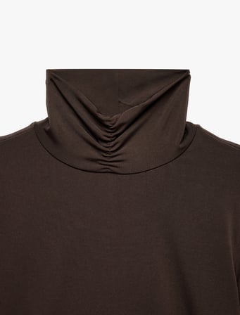 Slim Fit Uzun Kollu Büzgülü Dik Yaka Bluz