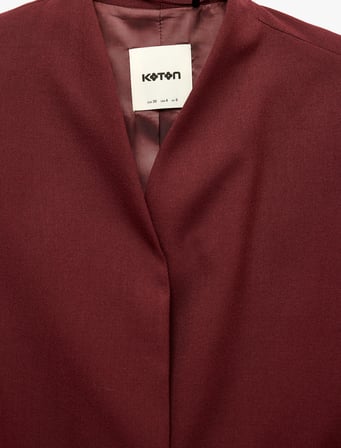 Kemerli Kruvaze Yaka Uzun Kollu Blazer Ceket