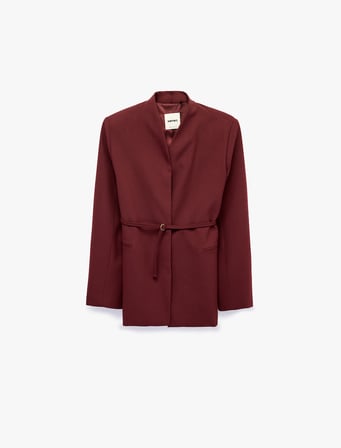 Kemerli Kruvaze Yaka Uzun Kollu Blazer Ceket