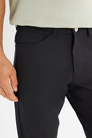Regular Fit Normal Kesim Dar Paça 5 Cep Siyah Casual Pantolon