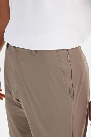 Regular Fit Normal Kesim Normal Bel Yan Cep Detaylı Bej Pantolon