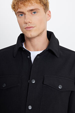 Regular Fit Normal Kesim Gömlek Yaka Cepli Mevsimlik Mont