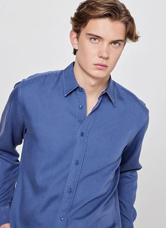 İndigo Erkek %100 Tencel Gömlek L2610084TF İndigo Gömlek