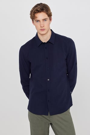 %100 Pamuk Regular Fit Normal Kesim Cepli Gömlek