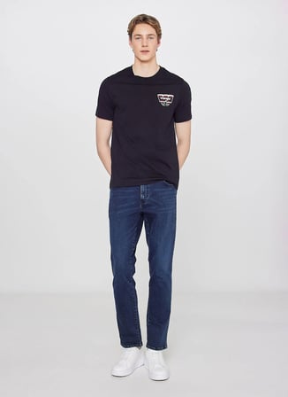 Wrangler Siyah Erkek Regular Fit Logo Baskılı T-Shirt W2610018001 Siyah T-Shirt