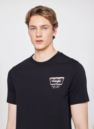 Wrangler Siyah Erkek Regular Fit Logo Baskılı T-Shirt W2610018001 Siyah T-Shirt