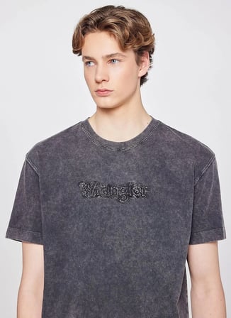 Wrangler Siyah Erkek Regular Fit Logo Baskılı T-Shirt W2610028001 Siyah T-Shirt