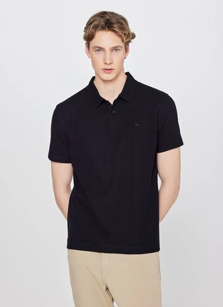 Wrangler Siyah Erkek Regular Fit Logo Baskılı Polo T-Shirt W2610158001 Siyah Polo T-Shirt
