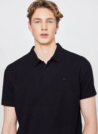 Wrangler Siyah Erkek Regular Fit Logo Baskılı Polo T-Shirt W2610158001 Siyah Polo T-Shirt