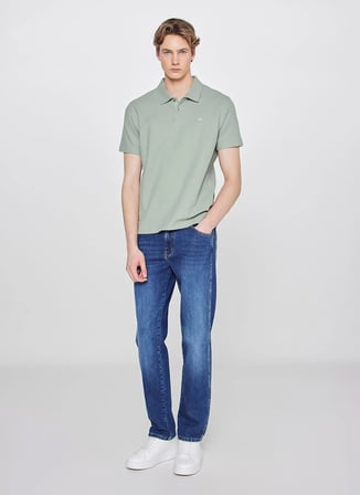 Wrangler Turkuaz Erkek Regular Fit Logo Baskılı Polo T-Shirt W2610158306 Turkuaz Polo T-Shirt
