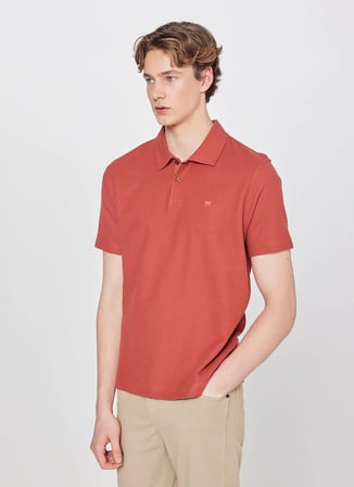 Wrangler Kiremit Erkek Regular Fit Logo Baskılı Polo T-Shirt W2610158222 Kiremit Polo T-Shirt