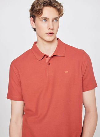 Wrangler Kiremit Erkek Regular Fit Logo Baskılı Polo T-Shirt W2610158222 Kiremit Polo T-Shirt