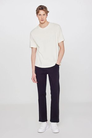 %100 Pamuk Regular Fit Normal Kesim Bisiklet Yaka Basic Premium Tişört