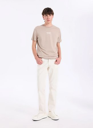 Wrangler Ekru Erkek Straight Denim Pantolon W12O021013 Taş Denim Pantolon