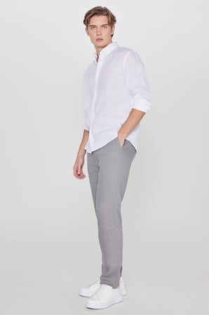 %100 Keten Regular Fit Normal Kesim Cepli Pantolon