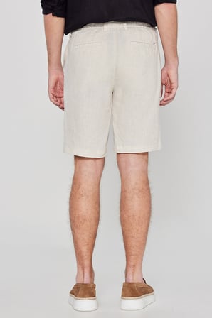 %100 Keten Regular Fit Normal Kesim Cepli Şort