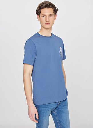 İndigo Erkek %100 Pamuk T-Shirt L2610013TF Indıgo T-Shirt