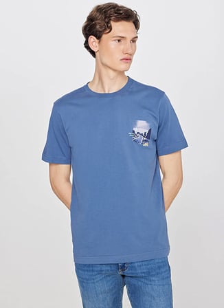 İndigo Erkek %100 Pamuk T-Shirt L2610013TF Indıgo T-Shirt