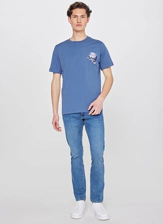 İndigo Erkek %100 Pamuk T-Shirt L2610013TF Indıgo T-Shirt