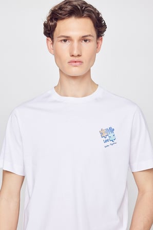 %100 Pamuk Regular Fit Normal Kesim Bisiklet Yaka Logo Detaylı Tişört