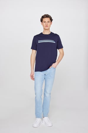 %100 Pamuk Regular Fit Normal Kesim Bisiklet Yaka Logo Detaylı Tişört