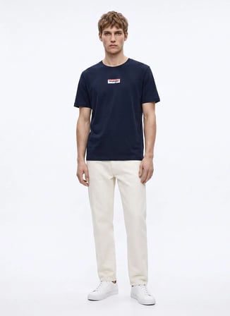 Wrangler Lacivert Erkek Relaxed Logo Baskılı T-Shirt W2610068410 Lacivert T-Shirt