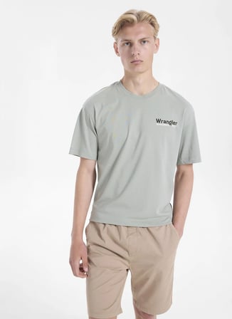 Gri-Yeşil Erkek %100 Pamuk Relaxed T-Shirt W2610027306 Gri-Yeşil T-Shirt