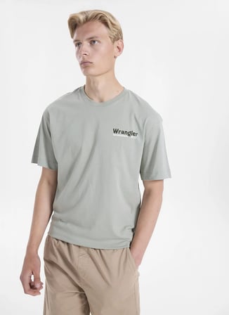 Gri-Yeşil Erkek %100 Pamuk Relaxed T-Shirt W2610027306 Gri-Yeşil T-Shirt