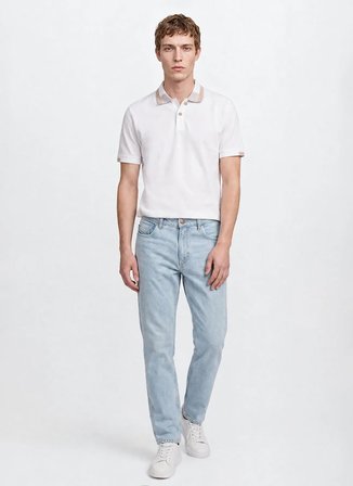 Lee Beyaz Erkek Regular Fit Polo T-Shirt L2610161100