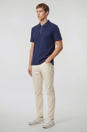 %100 Pamuk Relaxed Fit Rahat Kesim Yarım Fermuarlı Polo Yaka Tişört