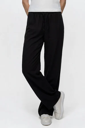 Yumuşak Dokulu Wide Leg Cepli Esnek Pantolon