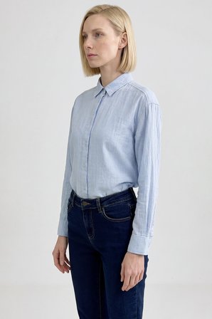 %100 Pamuk Relaxed Fit Rahat Kesim Müslin Gömlek