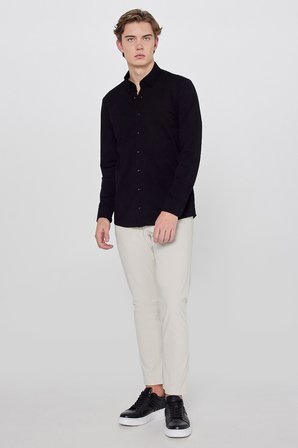 Pamuklu Slim Fit Dar Kesim Klasik Yaka Örme Gömlek
