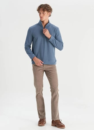 Wrangler Petrol Erkek Dik Regular Fit Sweatshirt TW2520532405 Petrol Sweatshirt