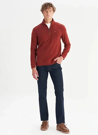 Wrangler Dik Yaka Bordo Erkek Sweatshırt TW2520532810 Bordo Sweatshirt