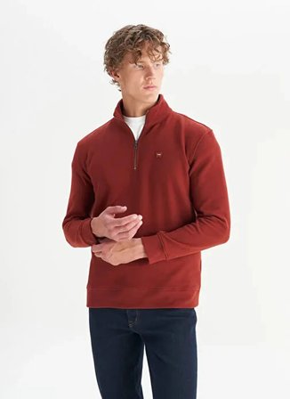 Wrangler Dik Yaka Bordo Erkek Sweatshırt TW2520532810 Bordo Sweatshirt