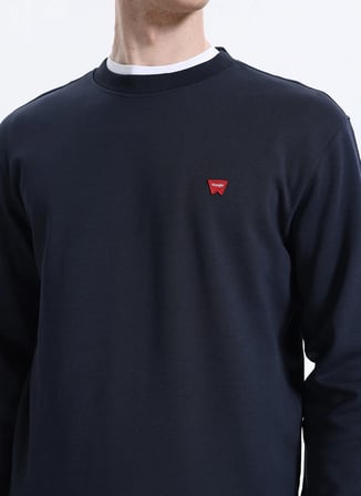 Wrangler Bisiklet Yaka Lacivert Erkek Sweatshırt TW2520255410 Lacivert Sweatshirt