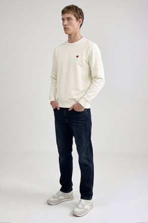 Pamuklu Regular Fit Normal Kesim Bisiklet Yaka Logo Detaylı Sweatshirt