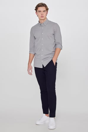 Regular Fit Normal Kesim Dar Paça Yan Cep Detaylı Lacivert Pantolon