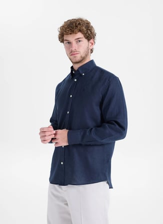 Dockers Lacivert Erkek Regular Fit Logo Baskılı Gömlek D261001