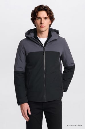 Relaxed Fit Rahat Kesim Kapüşonlu Cepli Şişme Puffer Mont