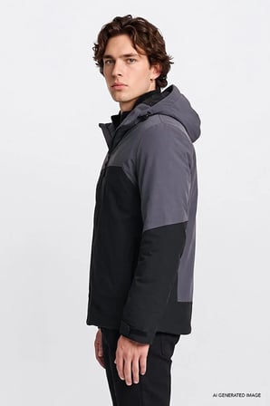Relaxed Fit Rahat Kesim Kapüşonlu Cepli Şişme Puffer Mont