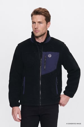 Regular Fit Normal Kesim Dik Yaka Tam Fermuarlı Cepli Sherpa Sweatshirt Polar