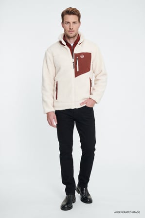 Regular Fit Normal Kesim Dik Yaka Tam Fermuarlı Cepli Sherpa Sweatshirt Polar