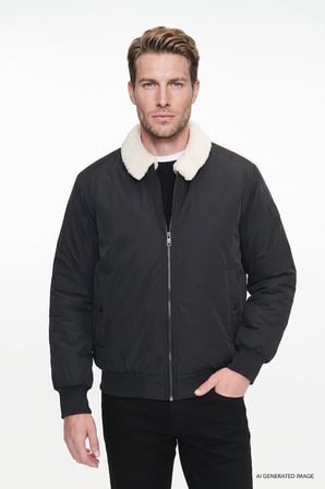 Regular Fit Normal Kesim Gömlek Yaka Cepli Bomber Ceket