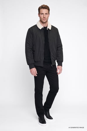 Regular Fit Normal Kesim Gömlek Yaka Cepli Bomber Ceket