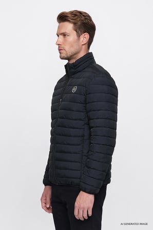 Regular Fit Normal Kesim Dik Yaka Cepli Şişme Mont