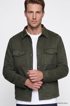 Regular Fit Normal Kesim Gömlek Yaka Cepli Bomber Ceket